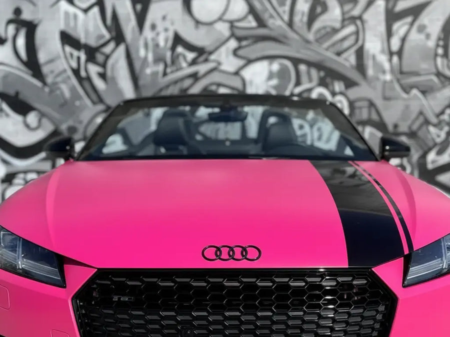 Audi TT wrapped in Hexis Matte HX20000 Fuchsia automotive vinyl film HX20220M