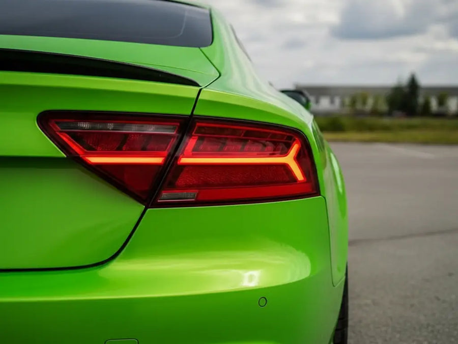 DIY Audi A5 wrapped in Gloss HX20000 Wasabi Green wrap film HX20228B