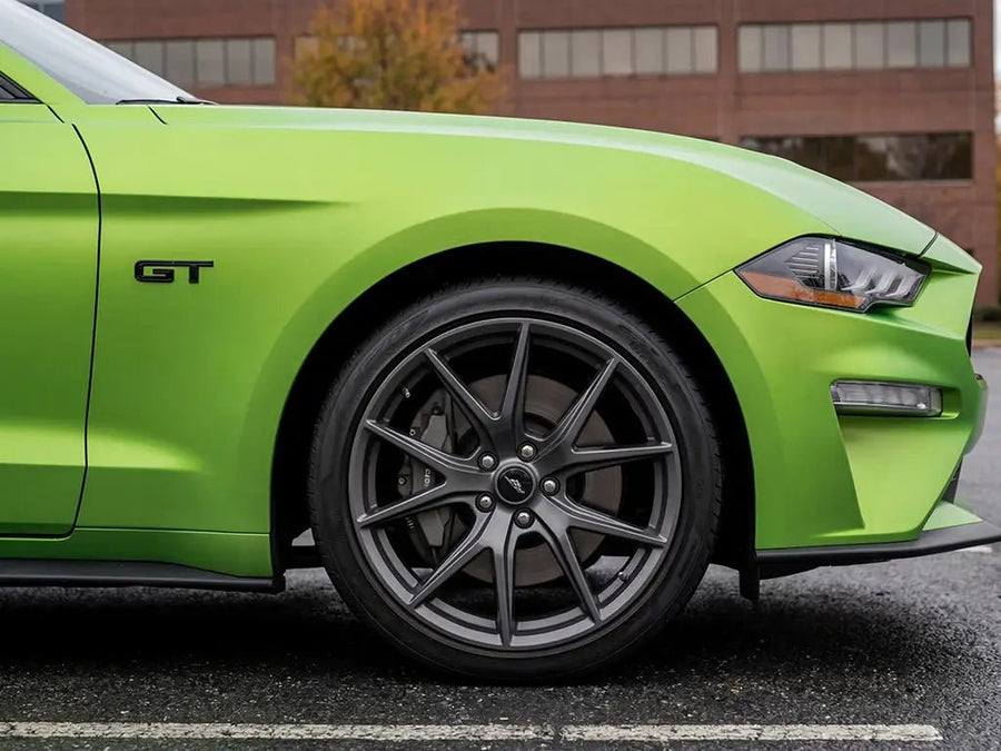 Ford Mustang GT wrapped in Hexis Matte HX20000 Wasabi Green wrap film HX20375M