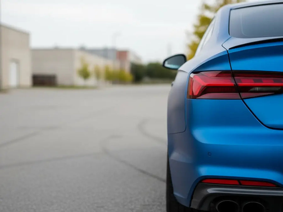 Audi A5 wrapped in Satin HX20000 Metallic Celestial Blue wrap film HX20236S