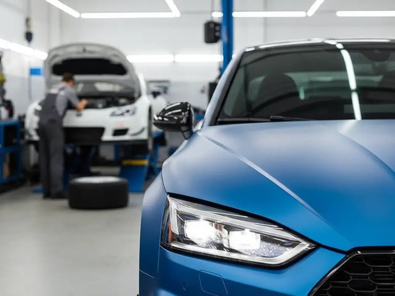 DIY Audi A4 wrapped in Satin HX20000 Metallic Celestial Blue vinyl wrap HX20236S