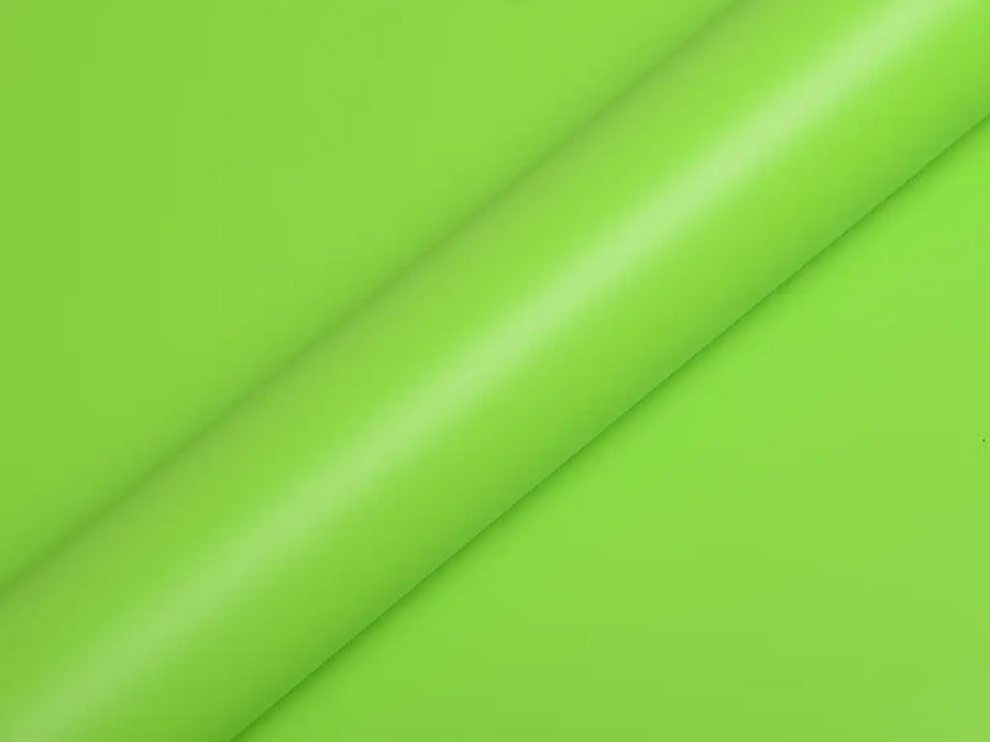Color swatch of Hexis HX20000 Satin Acid Green Vinyl Wrap HX20266S