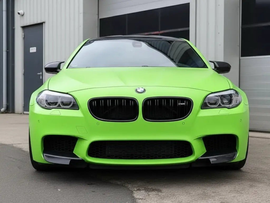 DIY BMW M5 wrapped in Satin HX20000 Acid Green restyling film HX20266S