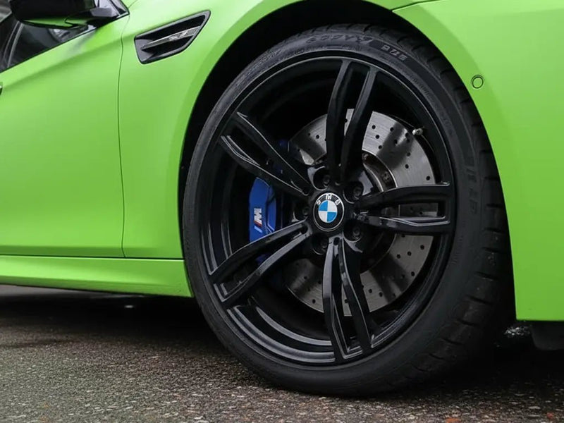 BMW M4 wrapped in Satin HX20000 Acid Green restyling film HX20266S