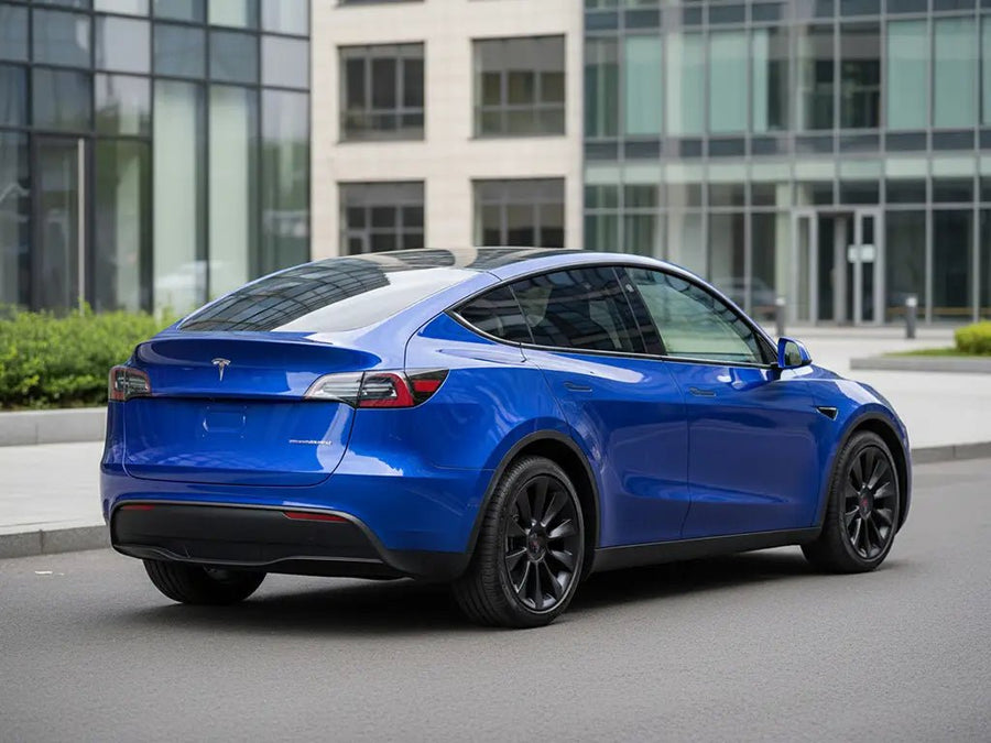 DIY Tesla Y wrapped in Gloss HX20000 Night Blue vinyl wrap HX20281B