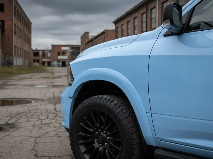 DIY Dodge Ram wrapped in Gloss HX20000 Niagara Blue wrap film HX20284B