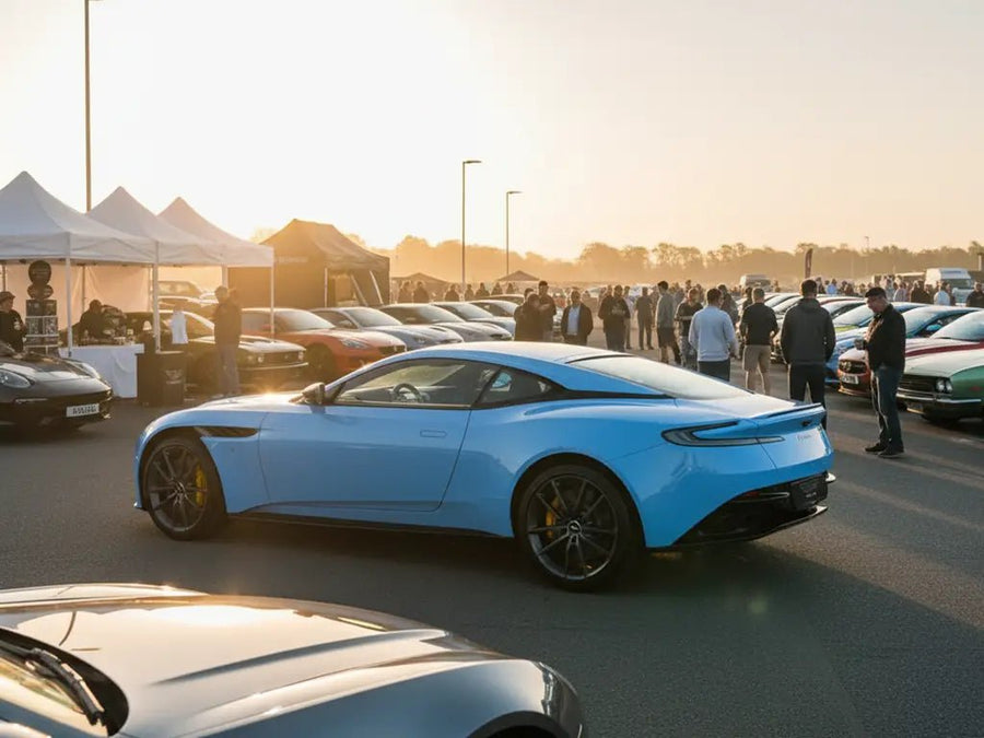 DIY Aston Martin DB11 wrapped in Gloss HX20000 Niagara Blue restyling film HX20284B
