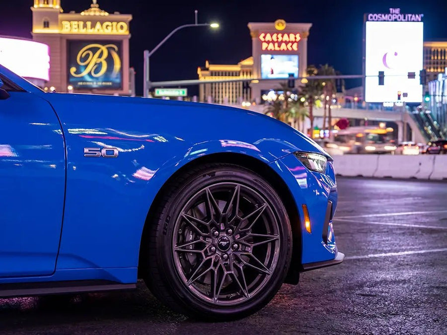 Ford Mustang wrapped in Gloss HX20000 Intense Blue wrap film HX20293B