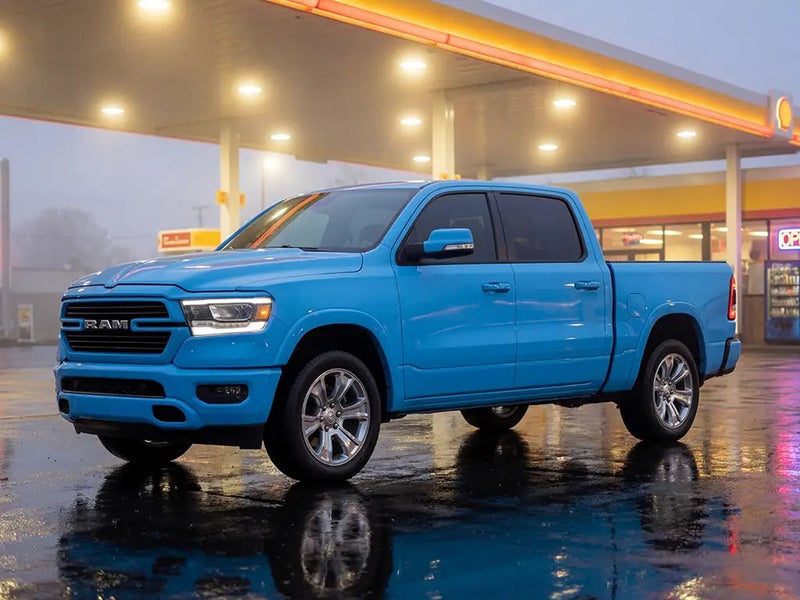 DIY Ram 1500 wrapped in Gloss HX20000 Montpellier Blue automotive vinyl film HX20299B