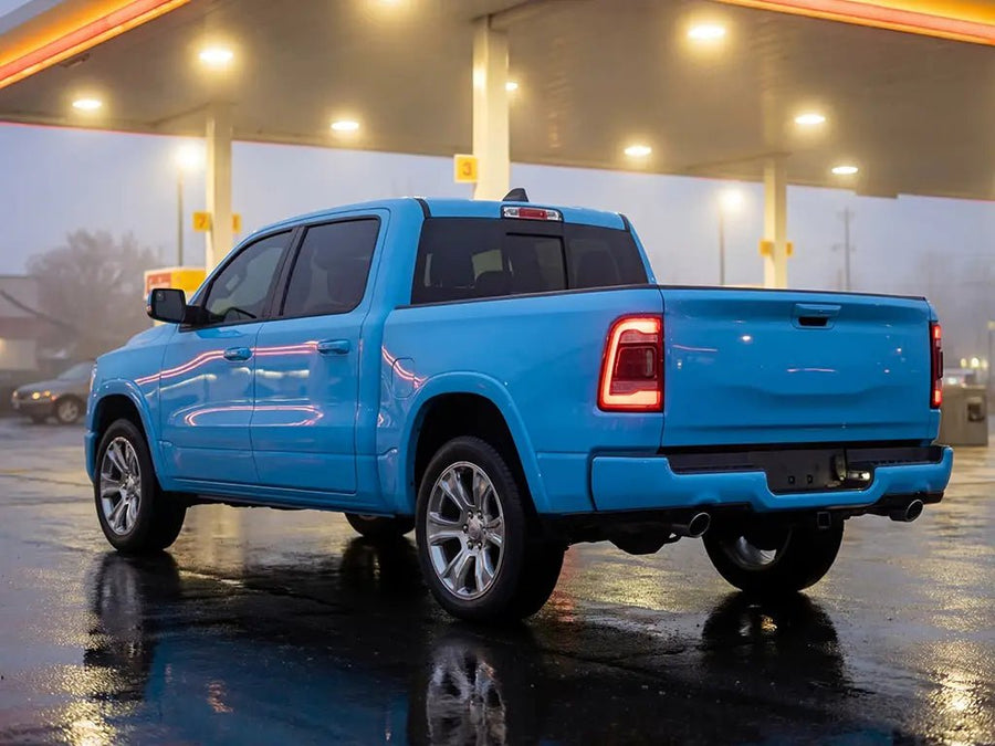 Ram 1500 wrapped in Gloss HX20000 Montpellier Blue wrap film HX20299B detail