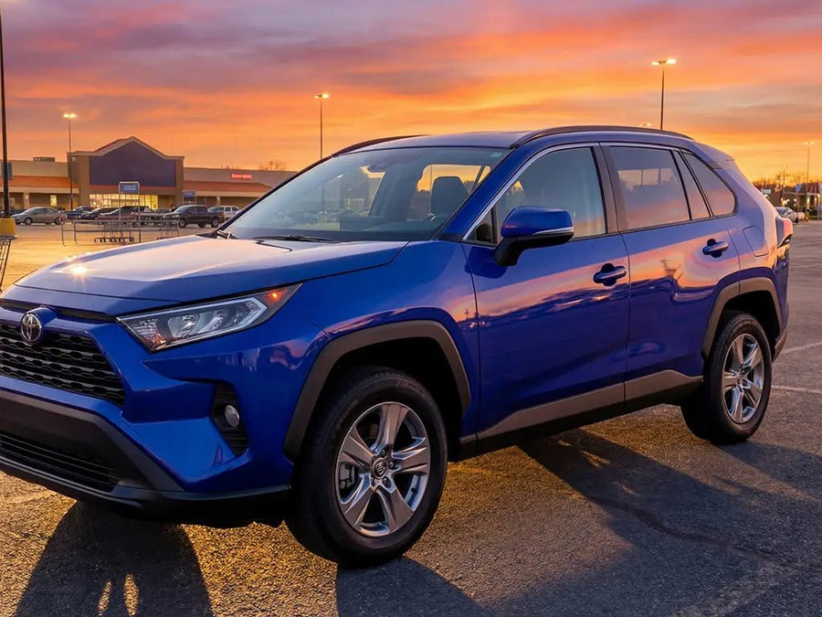 DIY Toyota RAV4 wrapped in Gloss HX20000 Sapphire Blue automotive vinyl film HX20300B