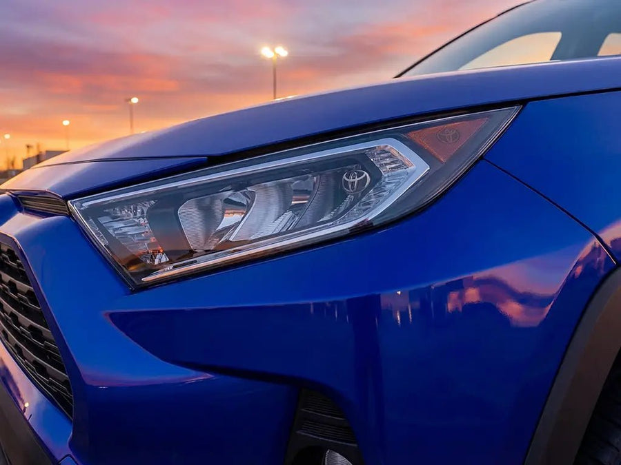 DIY Toyota RAV4 wrapped in Gloss HX20000 Sapphire Blue wrap film HX20300B