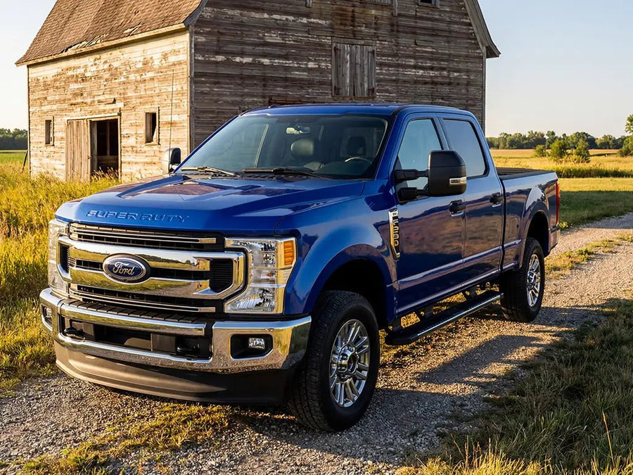 Ford Super Duty wrapped in Hexis Gloss HX20000 Sapphire Blue wrap film HX20300B
