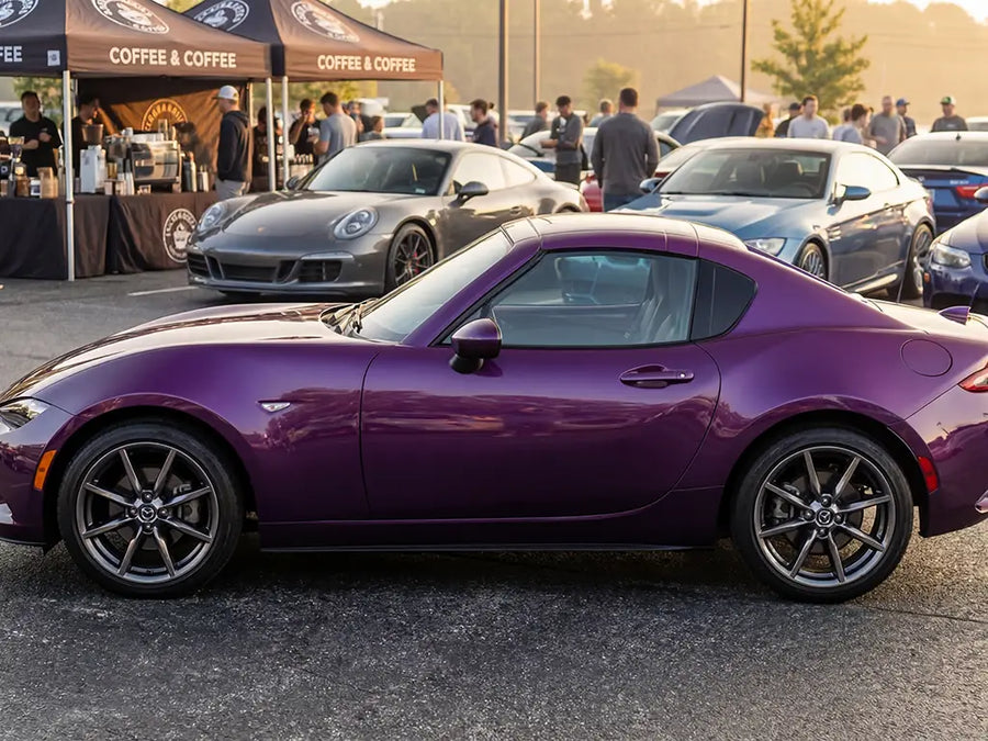Mazda MX-5 Miata RF wrapped in Hexis Gloss HX20000 Elderberry Purple wrap film HX20352B