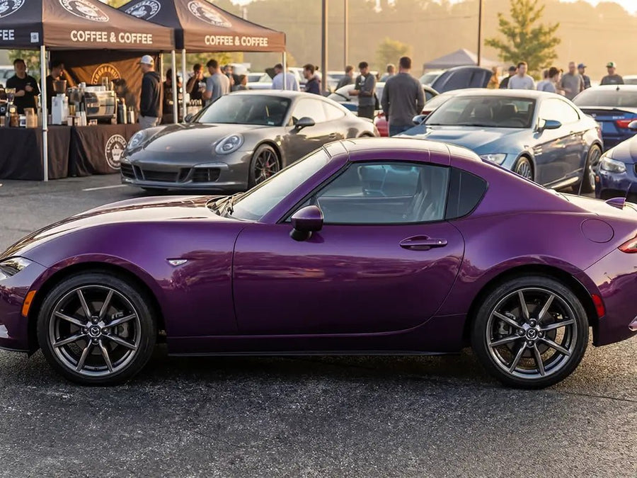 Mazda MX-5 Miata RF wrapped in Hexis Gloss HX20000 Elderberry Purple wrap film HX20352B