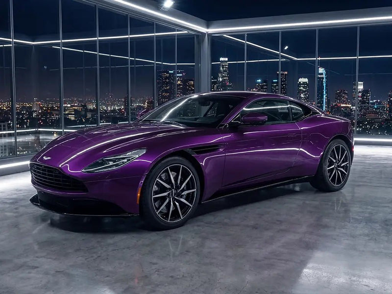 DIY Aston Martin DB11 wrapped in Gloss HX20000 Elderberry Purple wrap film HX20352B
