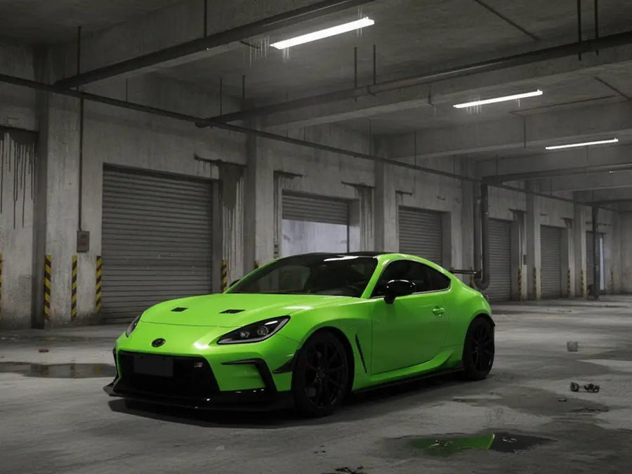 Toyota GR86 wrapped in Gloss HX20000 Kiwi Green vinyl wrap HX20375B