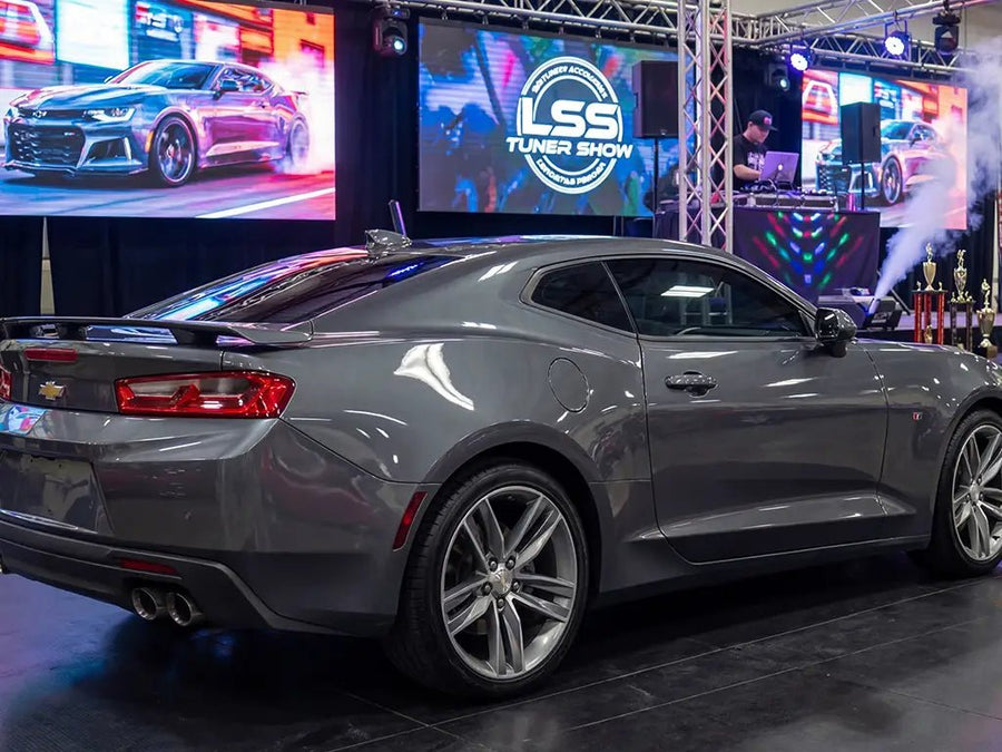 Chevrolet Camaro wrapped in Hexis Gloss HX20000 Shark Grey car wrap film HX20423B