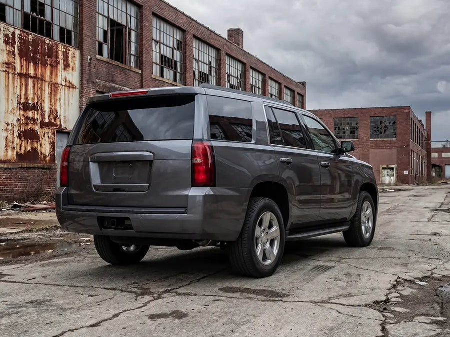 DIY Chevrolet Tahoe wrapped in Gloss HX20000 Shark Grey car wrap film HX20423B