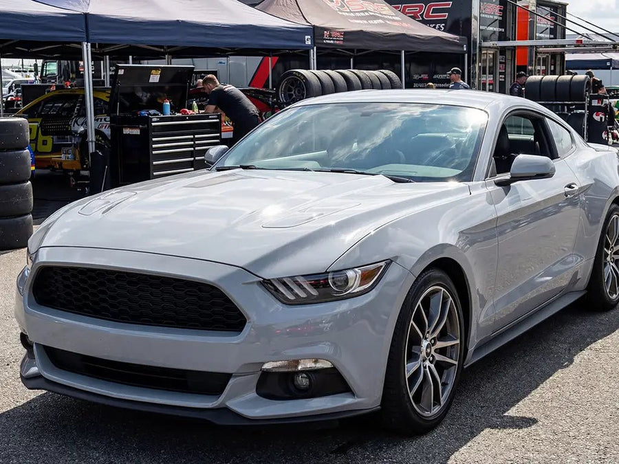 Ford Mustang wrapped in Hexis Gloss HX20000 Cloud Grey automotive vinyl film HX20428B