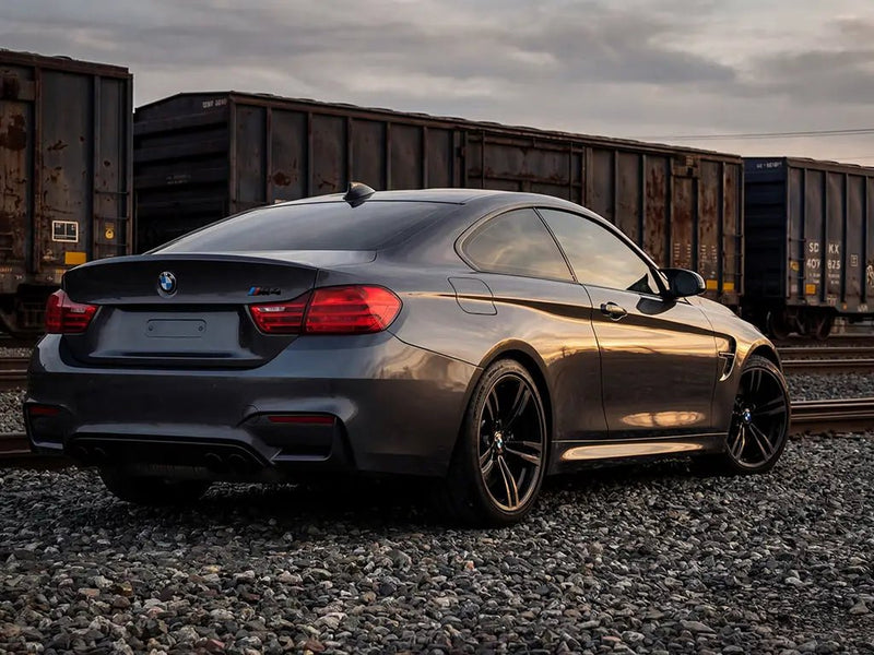 DIY BMW M4 wrapped in Gloss HX20000 Dark Grey wrap film HX20432B