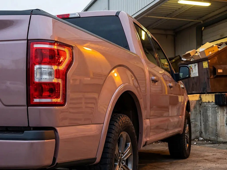 DIY Ford F-150 wrapped in Gloss HX20000 Metallic Cinder Rose restyling film HX20437B