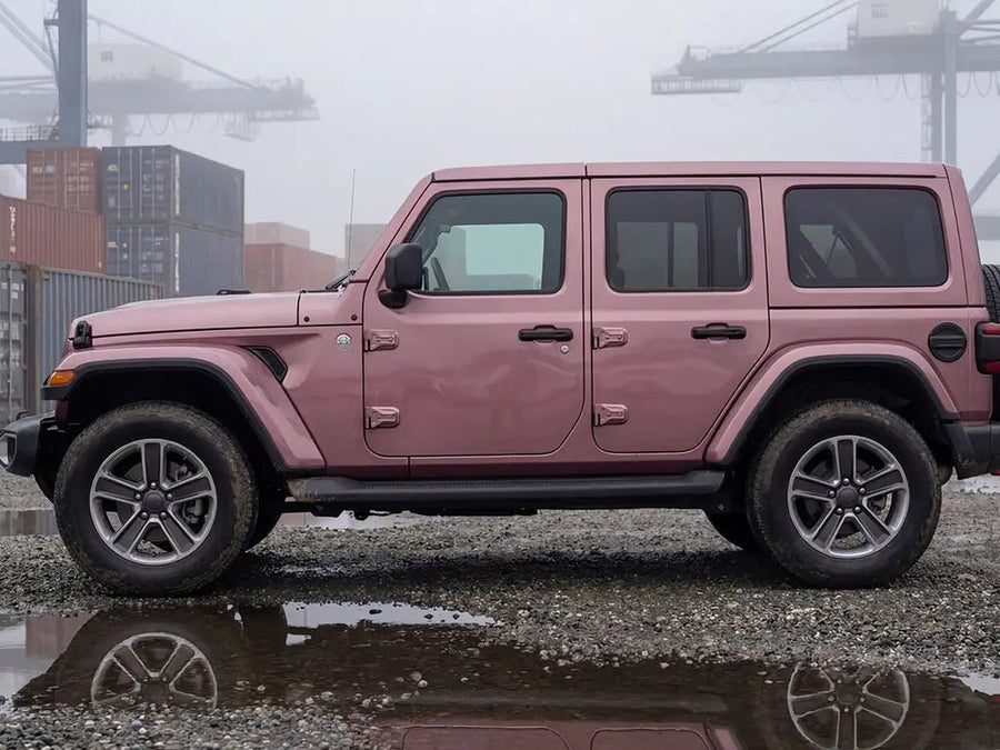 DIY Jeep Wrangler wrapped in Gloss HX20000 Metallic Cinder Rose vinyl wrap HX20437B