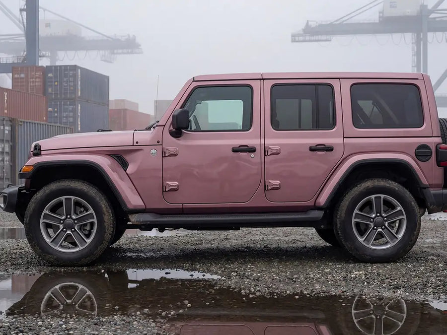 DIY Jeep Wrangler wrapped in Gloss HX20000 Metallic Cinder Rose vinyl wrap HX20437B