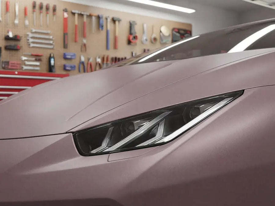 Lamborghini Huracán wrapped in Matte HX20000 Metallic Cinder Rose car wrap film HX20437M