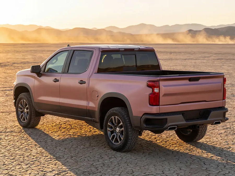 Chevrolet Silverado wrapped in Hexis Matte HX20000 Metallic Cinder Rose automotive vinyl film HX20437M