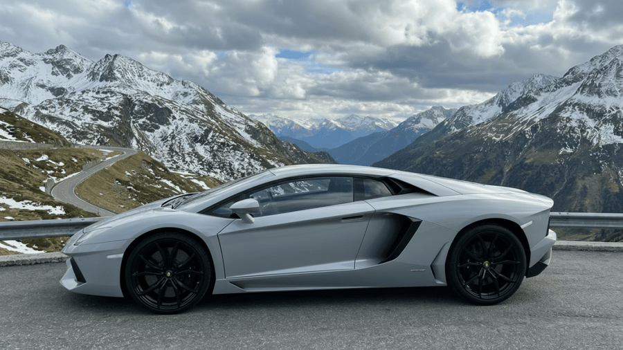 Lamborghini Aventador wrapped in Gloss HX20000 Pearl Grey automotive vinyl film HX20445B