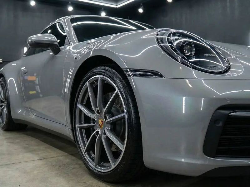 DIY Porsche 911 wrapped in Gloss HX20000 Pearl Grey restyling film HX20445B