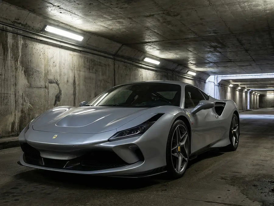 DIY Ferrari F8 Tributo wrapped in Gloss HX20000 Pearl Grey vinyl wrap HX20445B