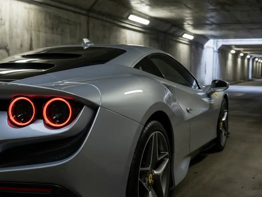 Ferrari 488 wrapped in Gloss HX20000 Pearl Grey vinyl wrap HX20445B