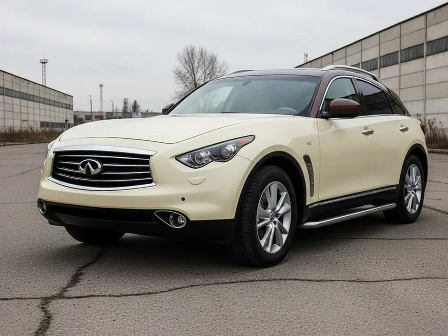 DIY Infiniti FX wrapped in Gloss HX20000 Ivory vinyl wrap HX20468B