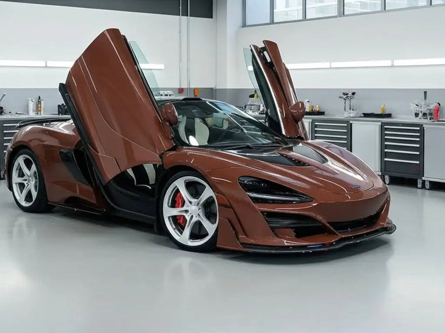 McLaren 720S wrapped in Gloss HX20000 Brown vinyl wrap HX20476B