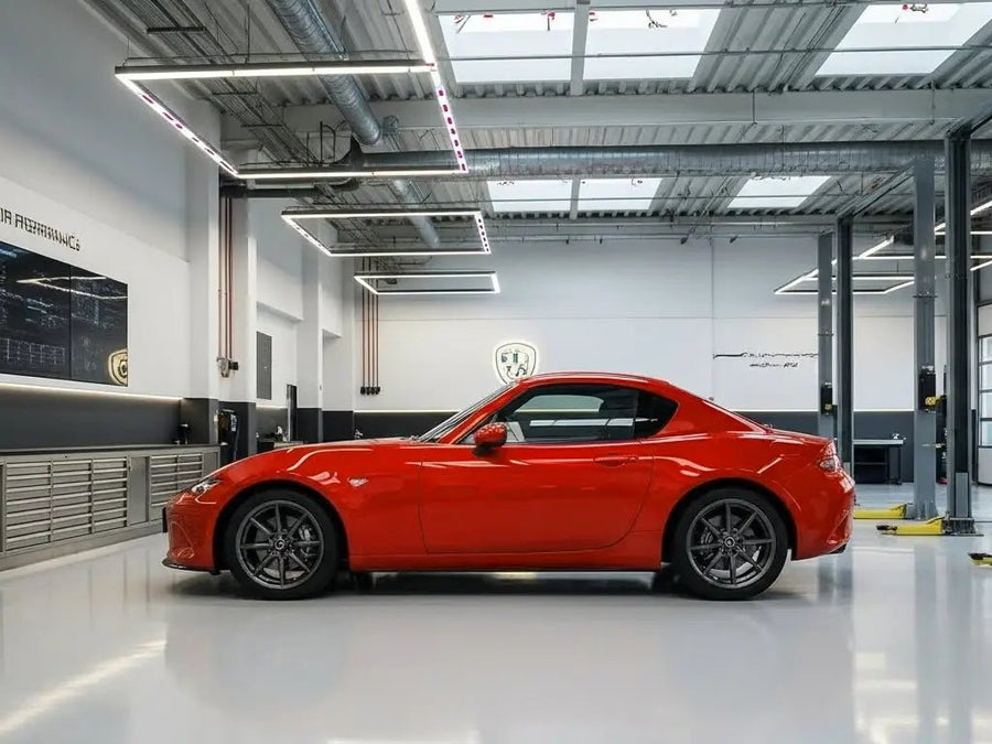 DIY Mazda MX-5 Miata RF wrapped in Gloss HX20000 Red Embers car wrap film HX20485B