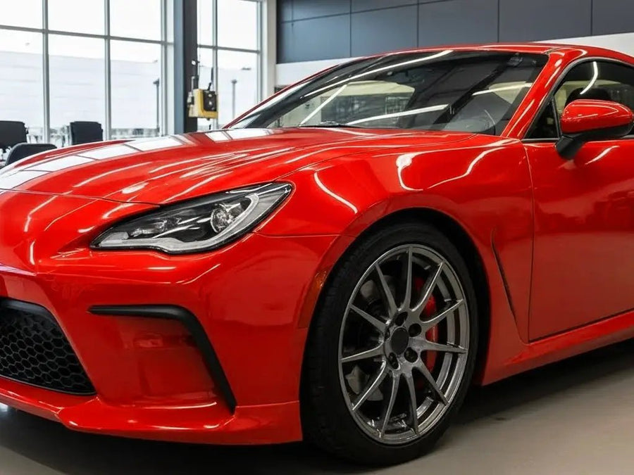 Toyota GR86 wrapped in Hexis Gloss HX20000 Red Embers car wrap film HX20485B