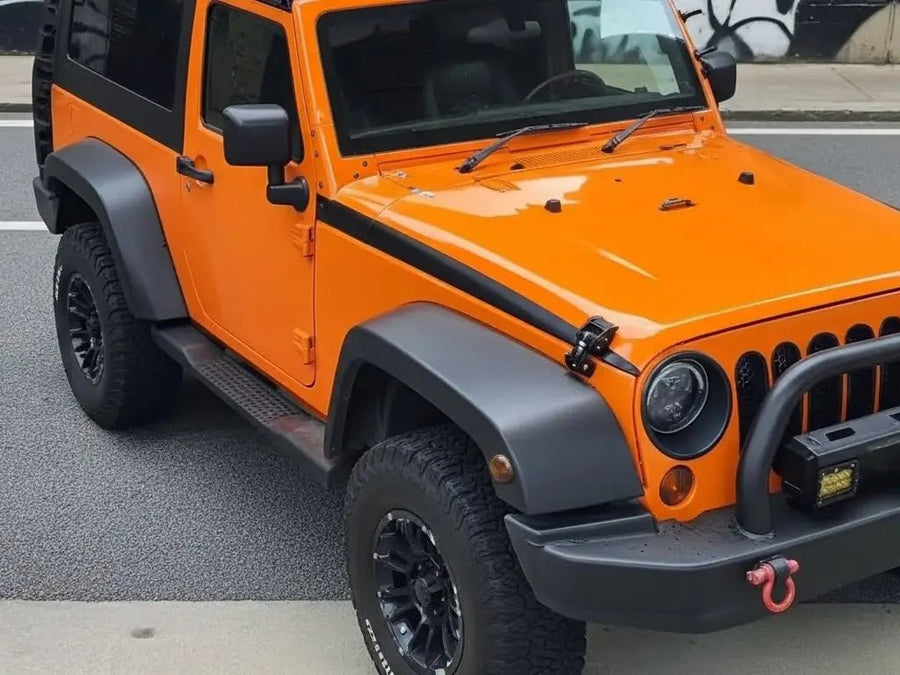 Jeep Wrangler wrapped in Gloss HX20000 Urban Orange car wrap film HX20495B