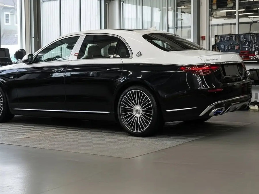 Mercedes-Maybach S-Class wrapped in Hexis Gloss HX20000 Ice White car wrap film HX20500B