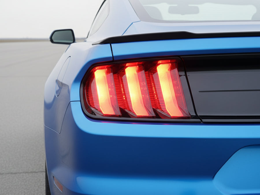 DIY Ford Mustang wrapped in Satin HX20000 Racing Light Blue car wrap film HX20521S