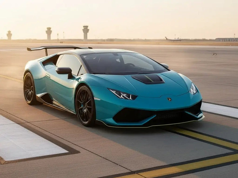 DIY Lamborghini Huracán wrapped in Gloss HX20000 Grand Prix Blue car wrap film HX20525B