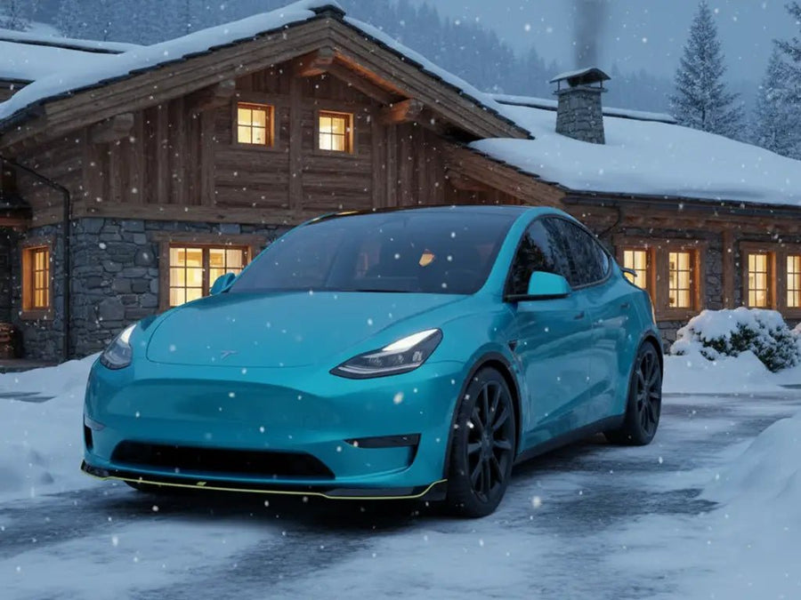 Tesla Y wrapped in Gloss HX20000 Grand Prix Blue vinyl wrap HX20525B