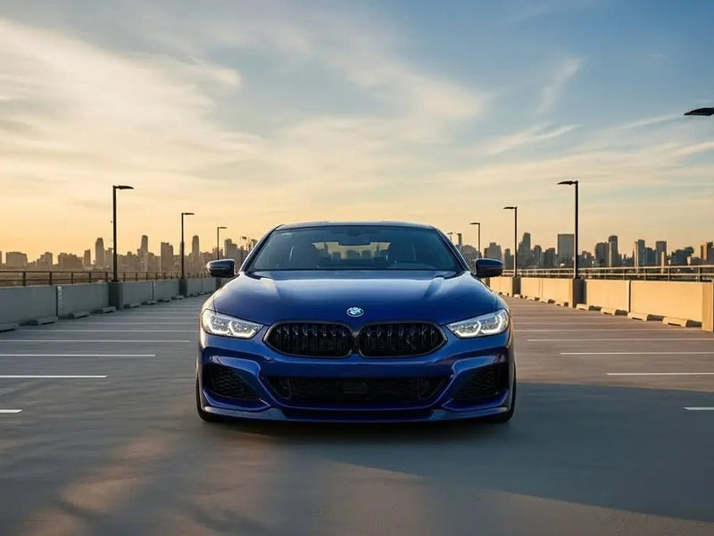 BMW 8 Series wrapped in Hexis Gloss HX20000 Abyssal Blue automotive vinyl film HX20532B
