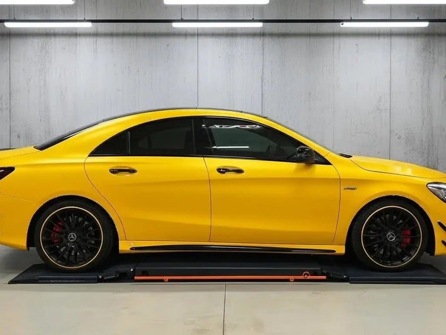 Mercedes-Benz CLA wrapped in Hexis Matte HX20000 Yellow Florida vinyl wrap HX20548M