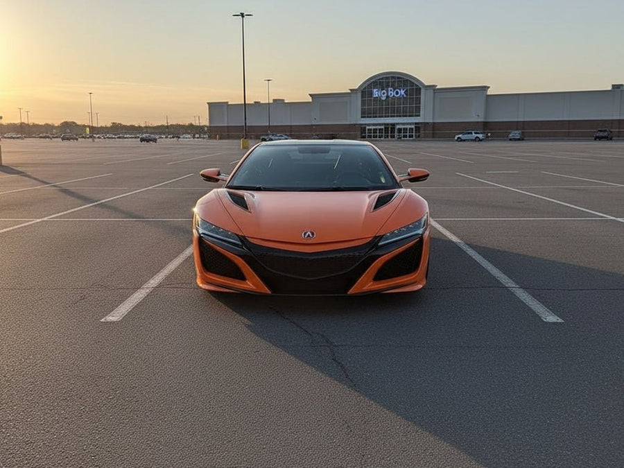 Acura NSX wrapped in Gloss HX20000 Orange Zenith automotive vinyl film HX20585B