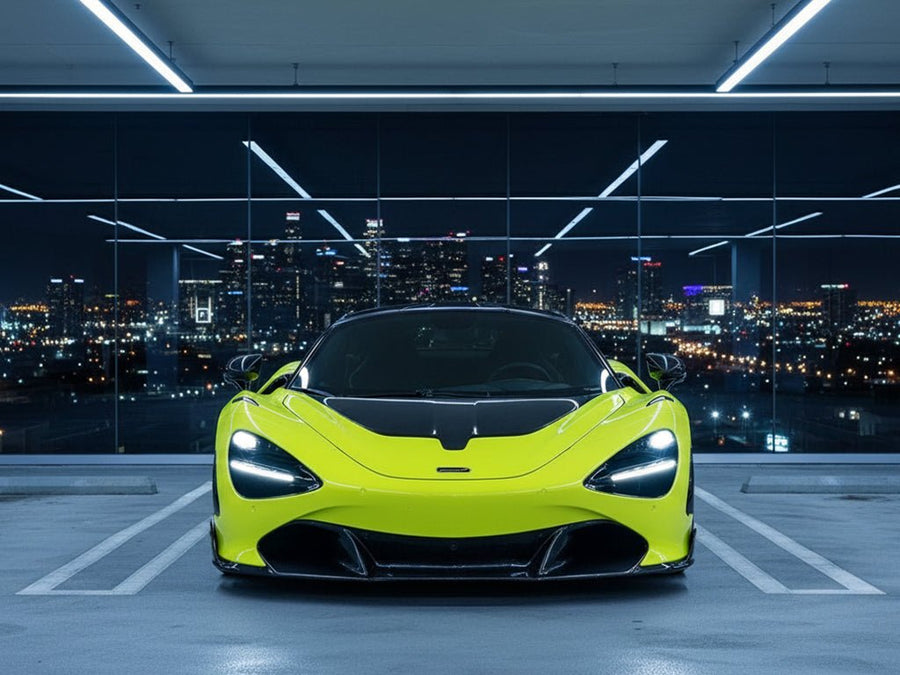 DIY McLaren 720S wrapped in Gloss HX20000 Fluorescent Yellow vinyl wrap HX20613B