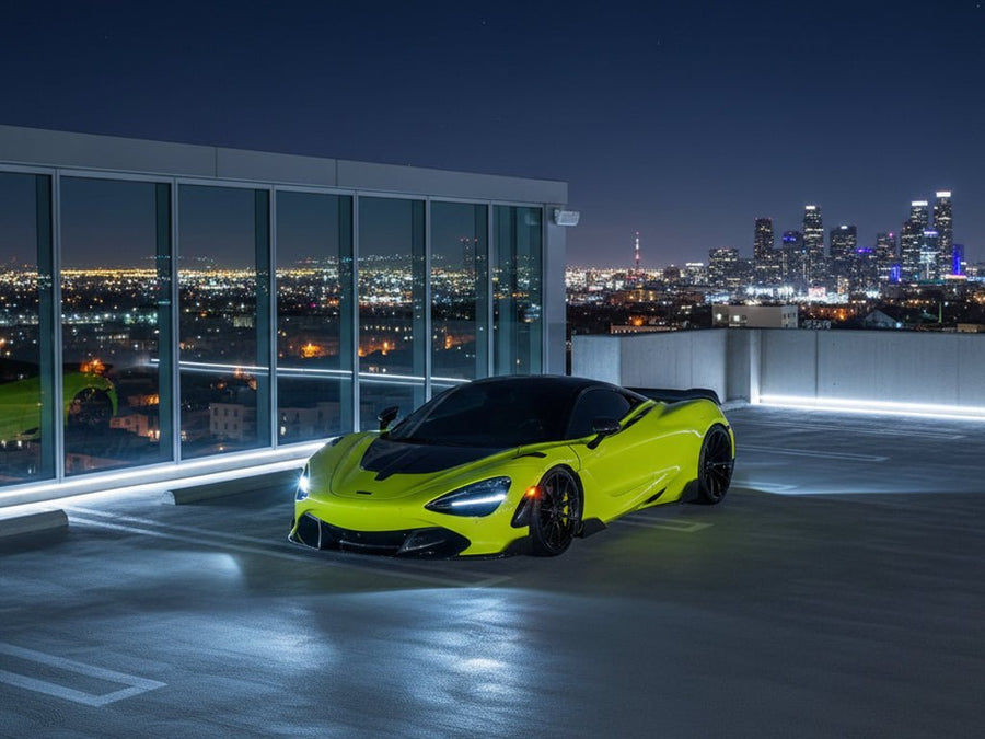 McLaren 720S wrapped in Gloss HX20000 Fluorescent Yellow automotive vinyl film HX20613B