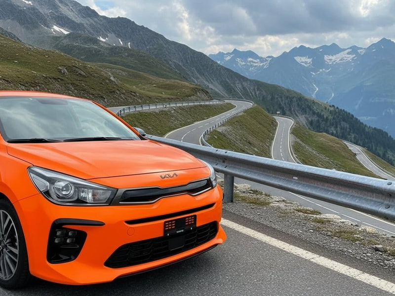 Kia Rio wrapped in Gloss HX20000 Fluorescent Orange vinyl wrap HX20614B