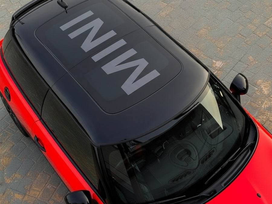 MINI Cooper wrapped in Gloss HX20000 Fluorescent Red wrap film HX20615B